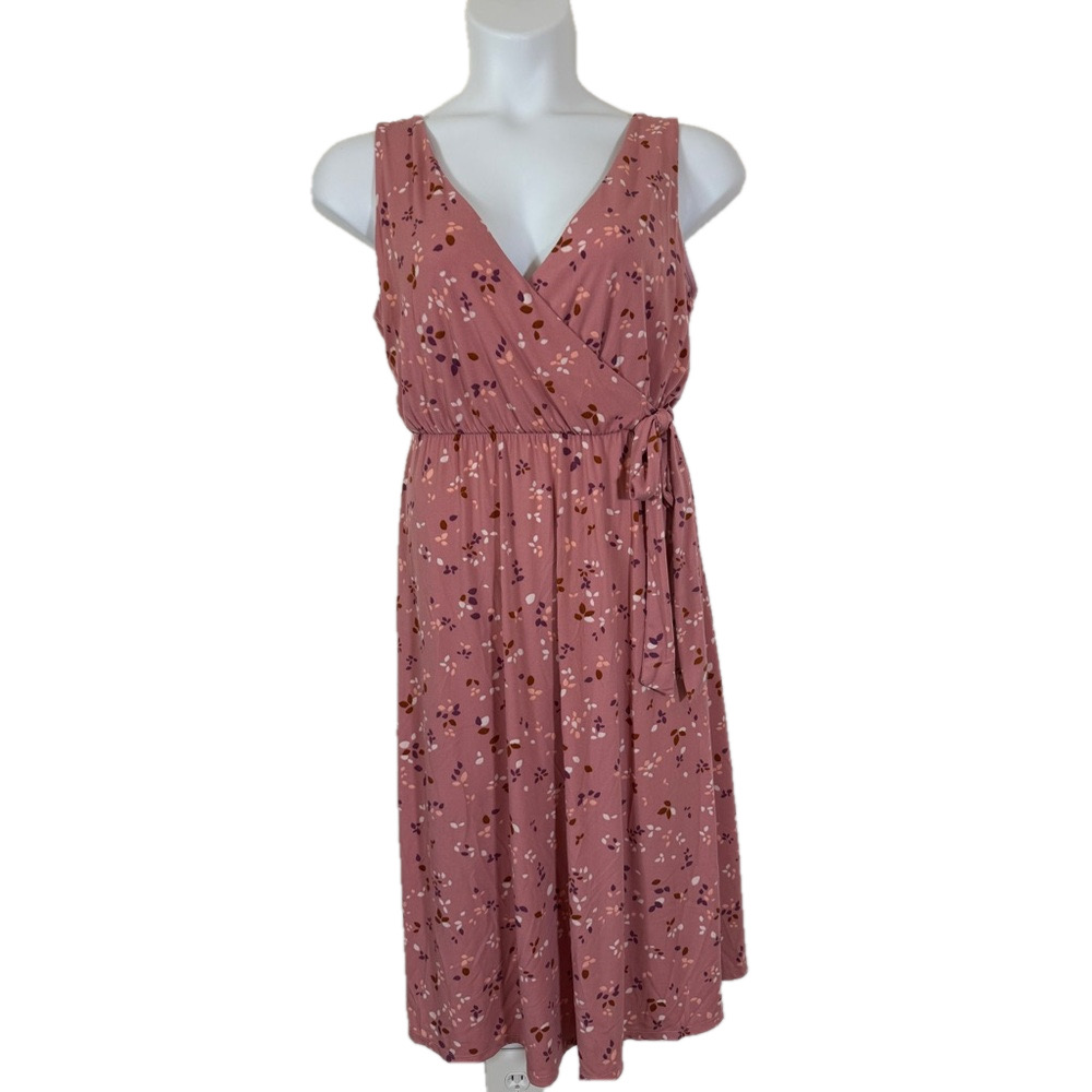 Gilli Dusty Mauve, Pink Cream and Purple Faux Wrap Tie Front Sundress SKU0128
